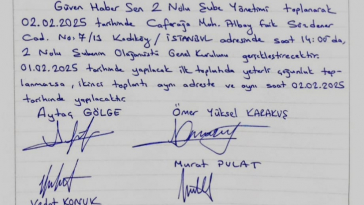 İstanbul 2 nolu şubemiz olağanüstü seçime gidiyor